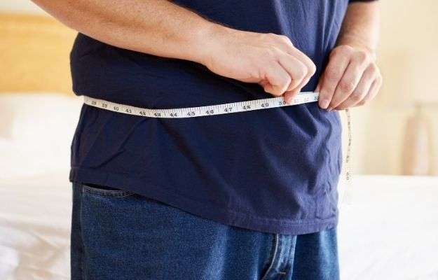 Overweight Man Measuring Waist-us
