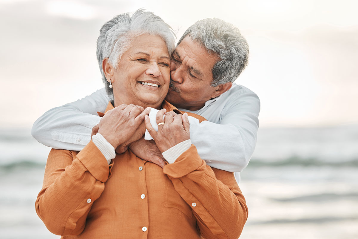 Elderly couple embracing after sexual enhancement treatment in The Villages, FL