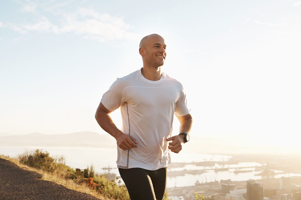 man running outside after taking testosterone pellets
