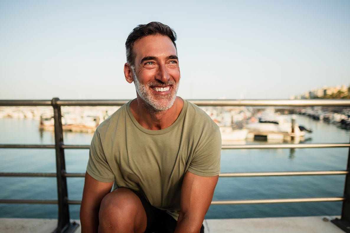 man running outside after starting hormone replacement therapy