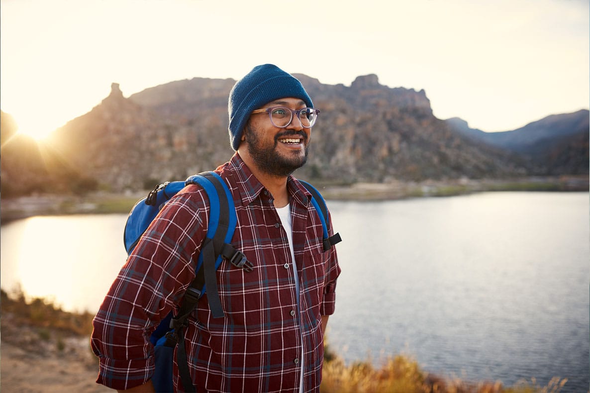 man hiking after starting testosterone pellet therapy