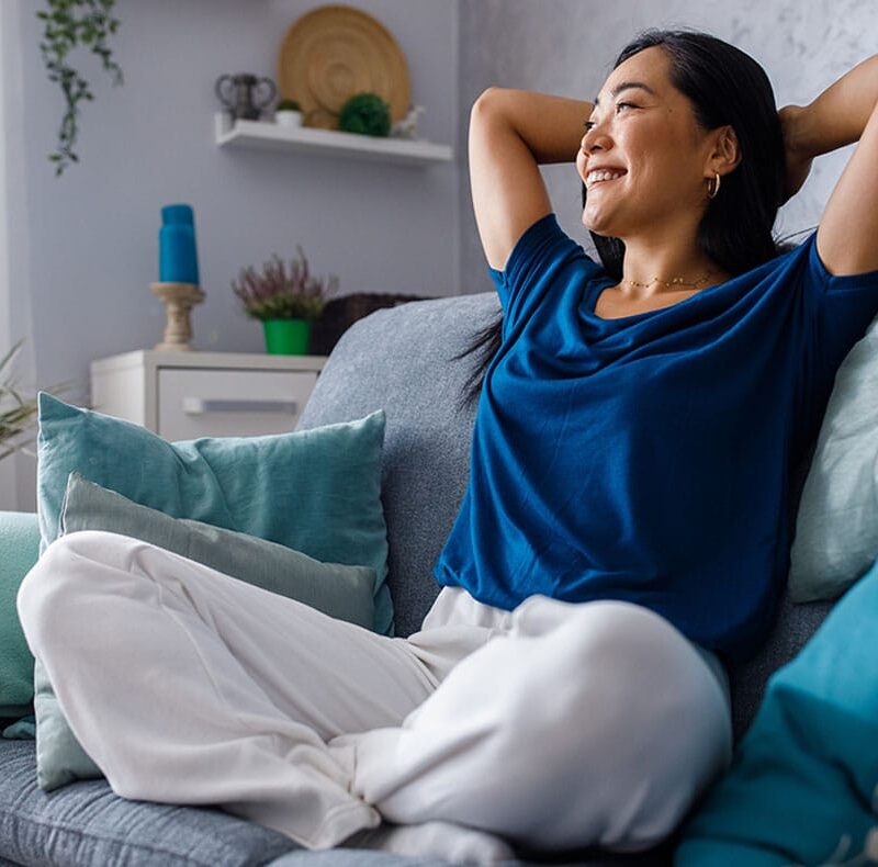 woman feeling happier after starting hormone pellet therapy