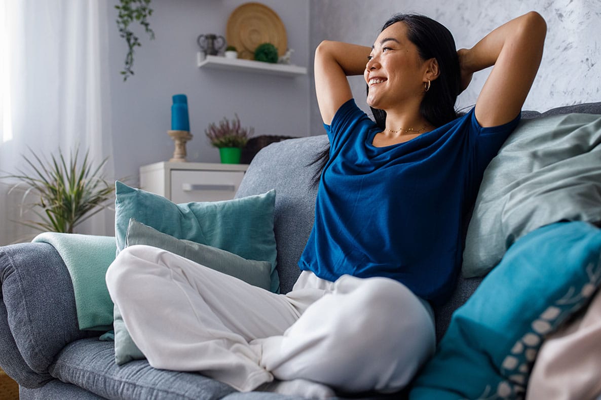 woman feeling happier after starting hormone pellet therapy