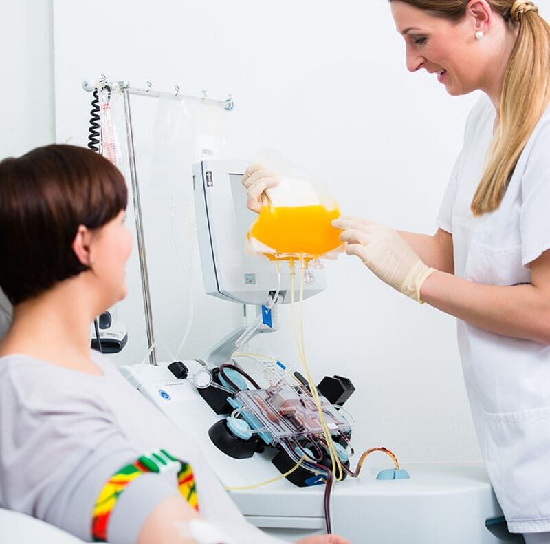 woman getting therapeutic plasma exchange
