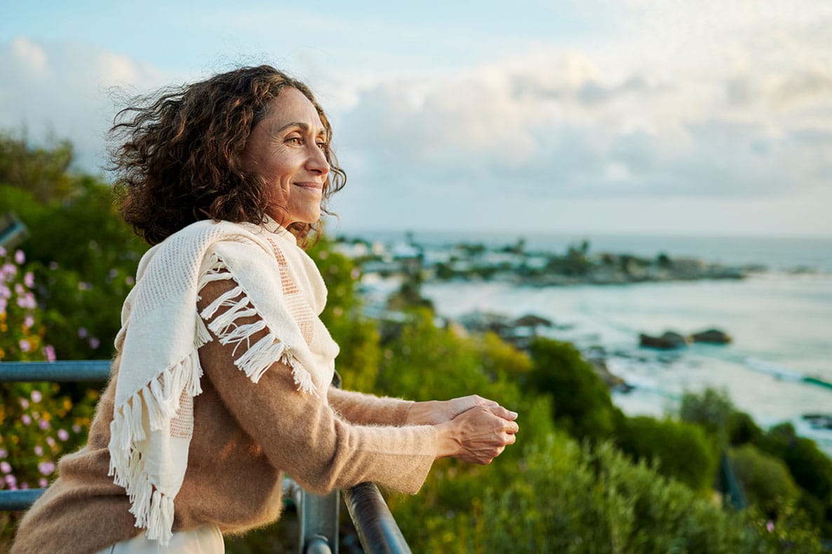 older woman feeling peaceful after getting therapeutic plasma exchange