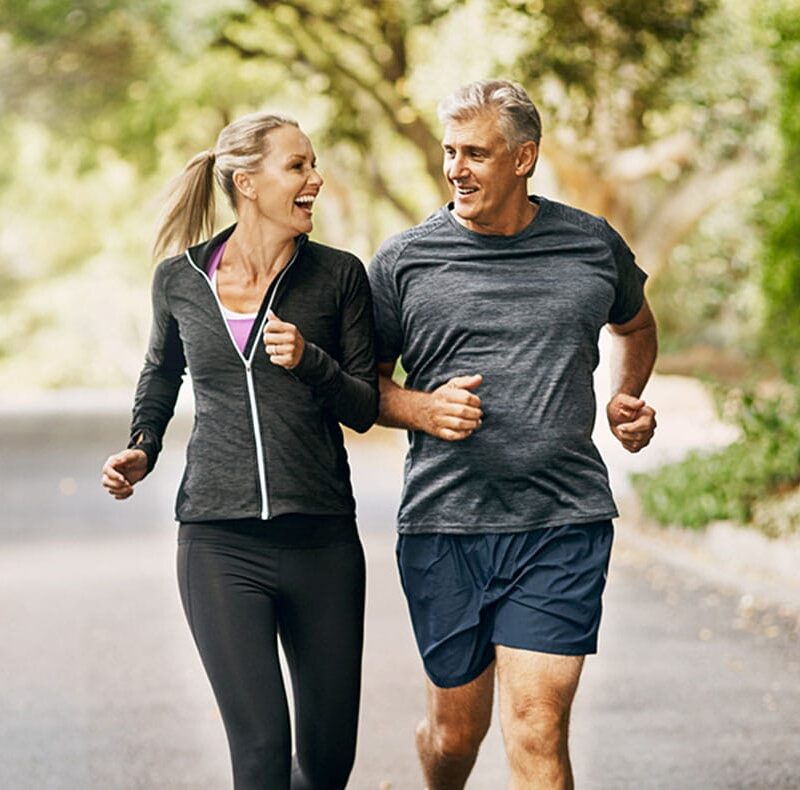 older couple running outside after starting hrt in Port Orange