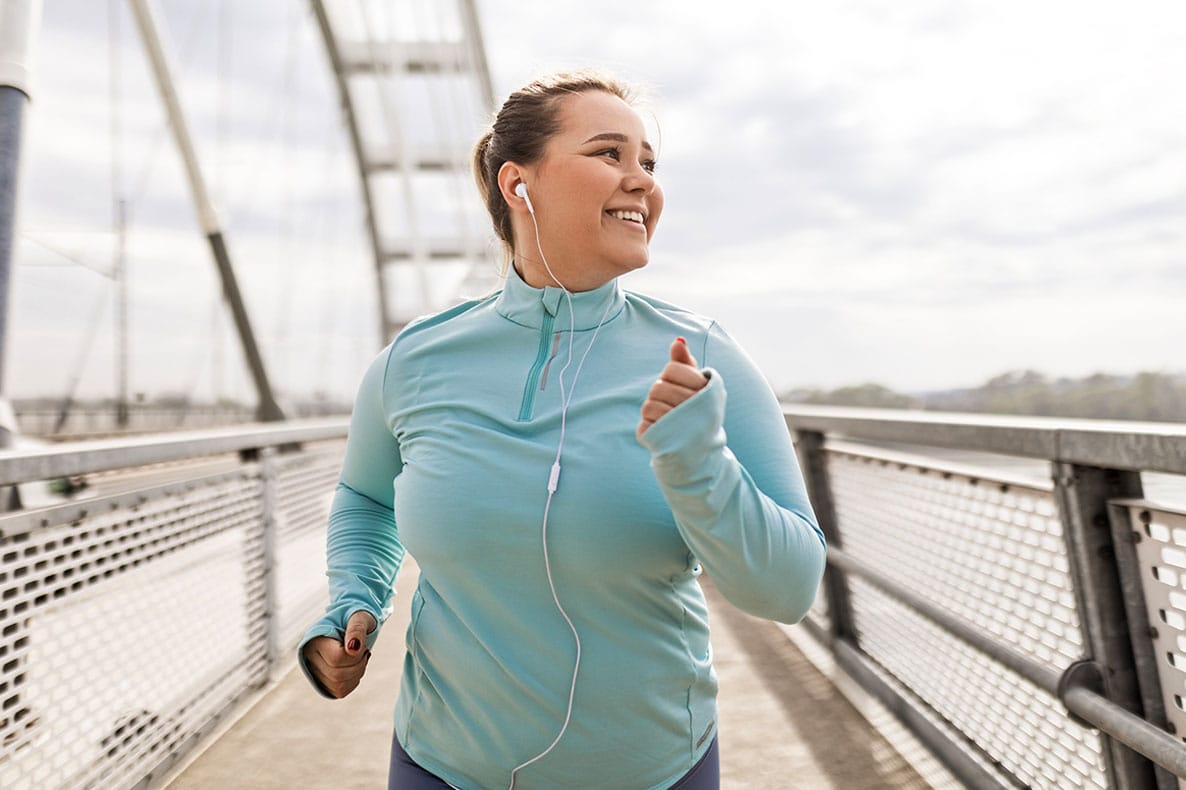 woman running and losing weight after starting tirzepatide